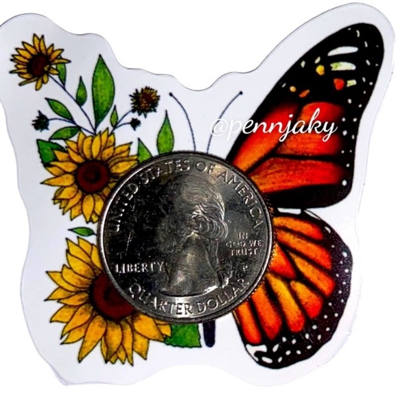 🌻🦋 2 for $9 or 4 for $15 🦋🌻Sunflower Monarch Butterfly Decal - Picture 2 of 2